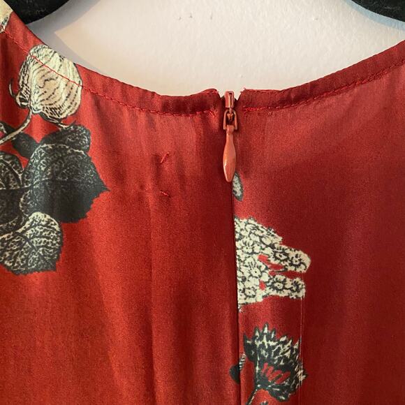 NWOT Biyan Red Rose Print 100% Silk Maxi Dress Romantic Flowy Women's size Small - Picture 8 of 15